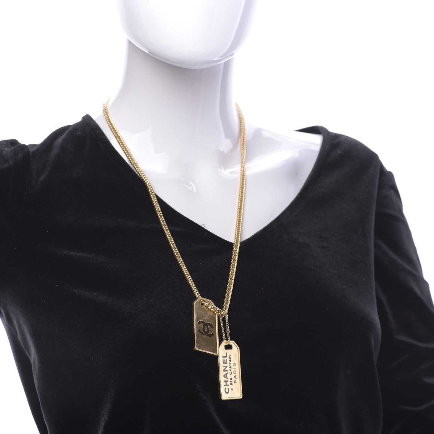ID Dog Tag Charm Necklace Gold