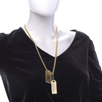 Chanel ID Dog Tag Charm Necklace Gold 2 of 7