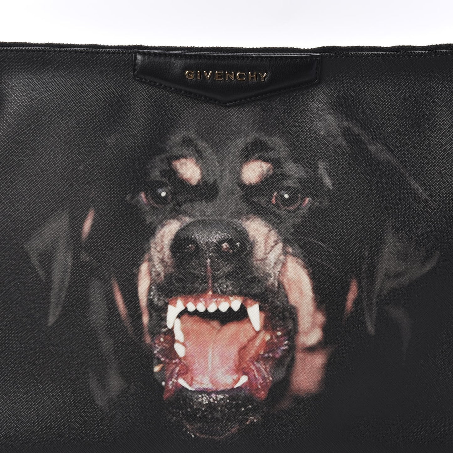 Textured Coated Canvas Rottweiler Print Large Cosmetic Pouch Black