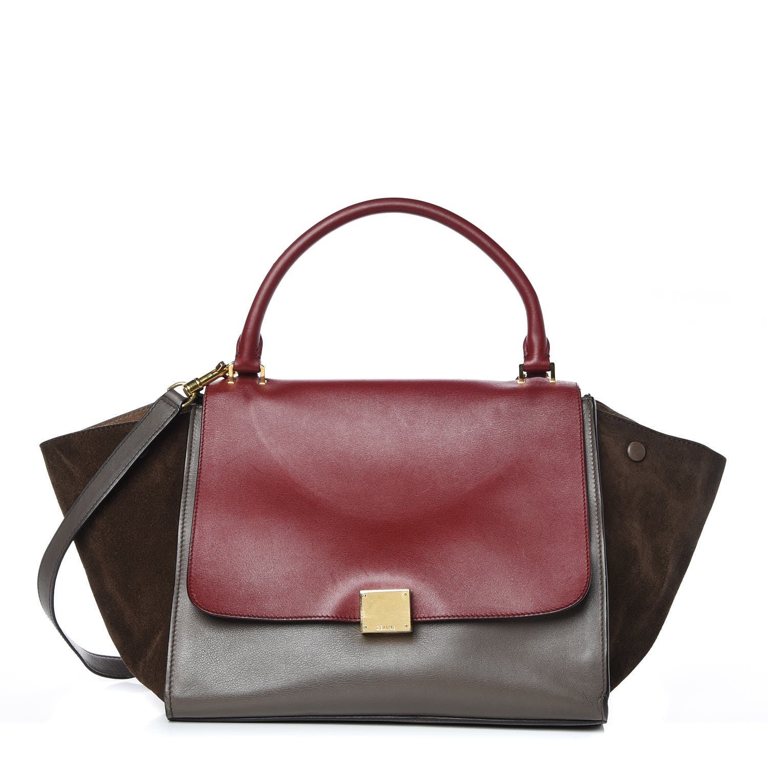 Celine Calfskin Suede Medium Tri-Color Trapeze Taupe 1 of 23