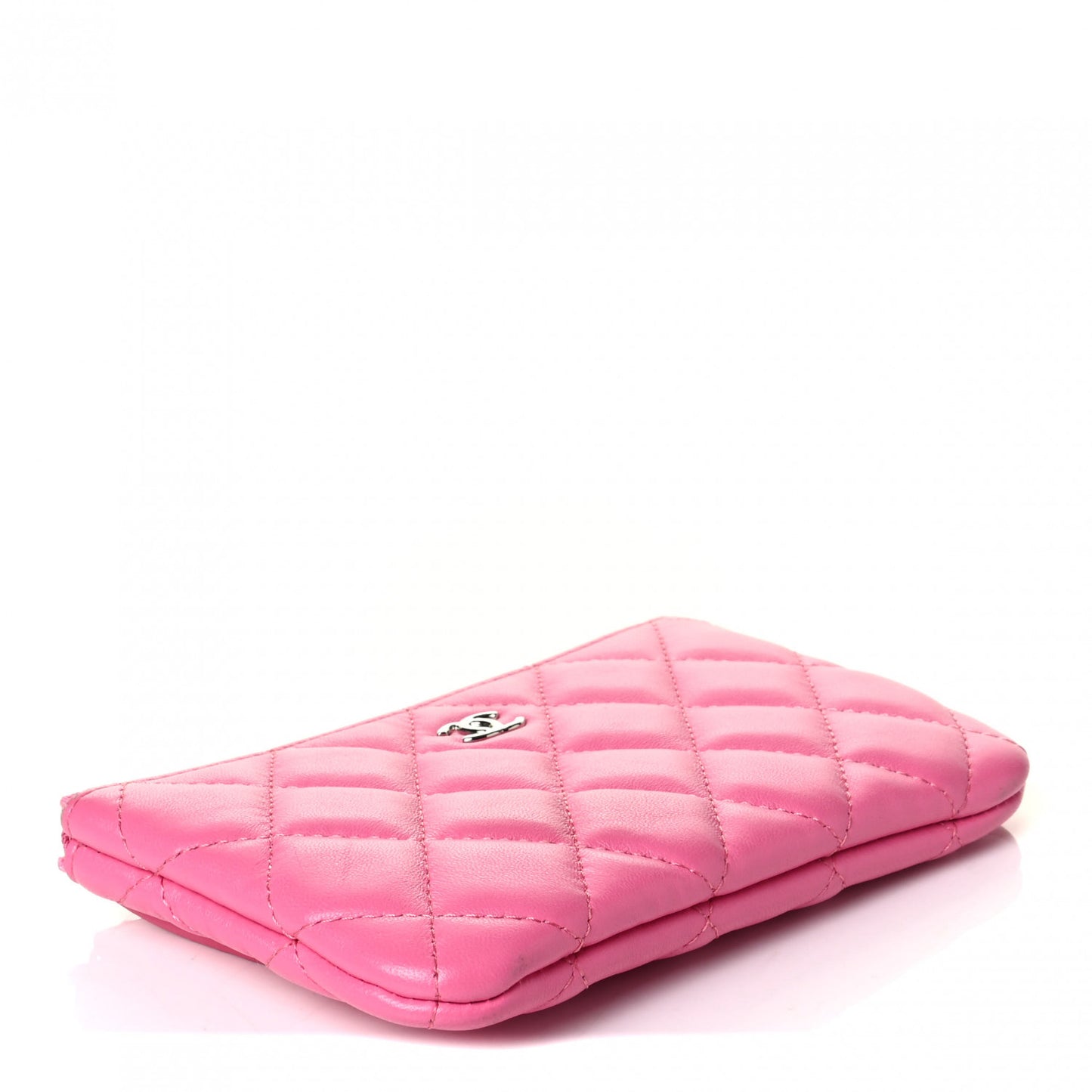 Lambskin Quilted Small Cosmetic Case Pink