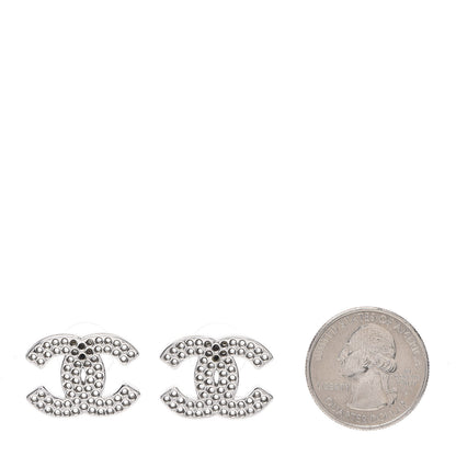 Chanel Perforated CC Clip On Earrings Silver 2 of 4