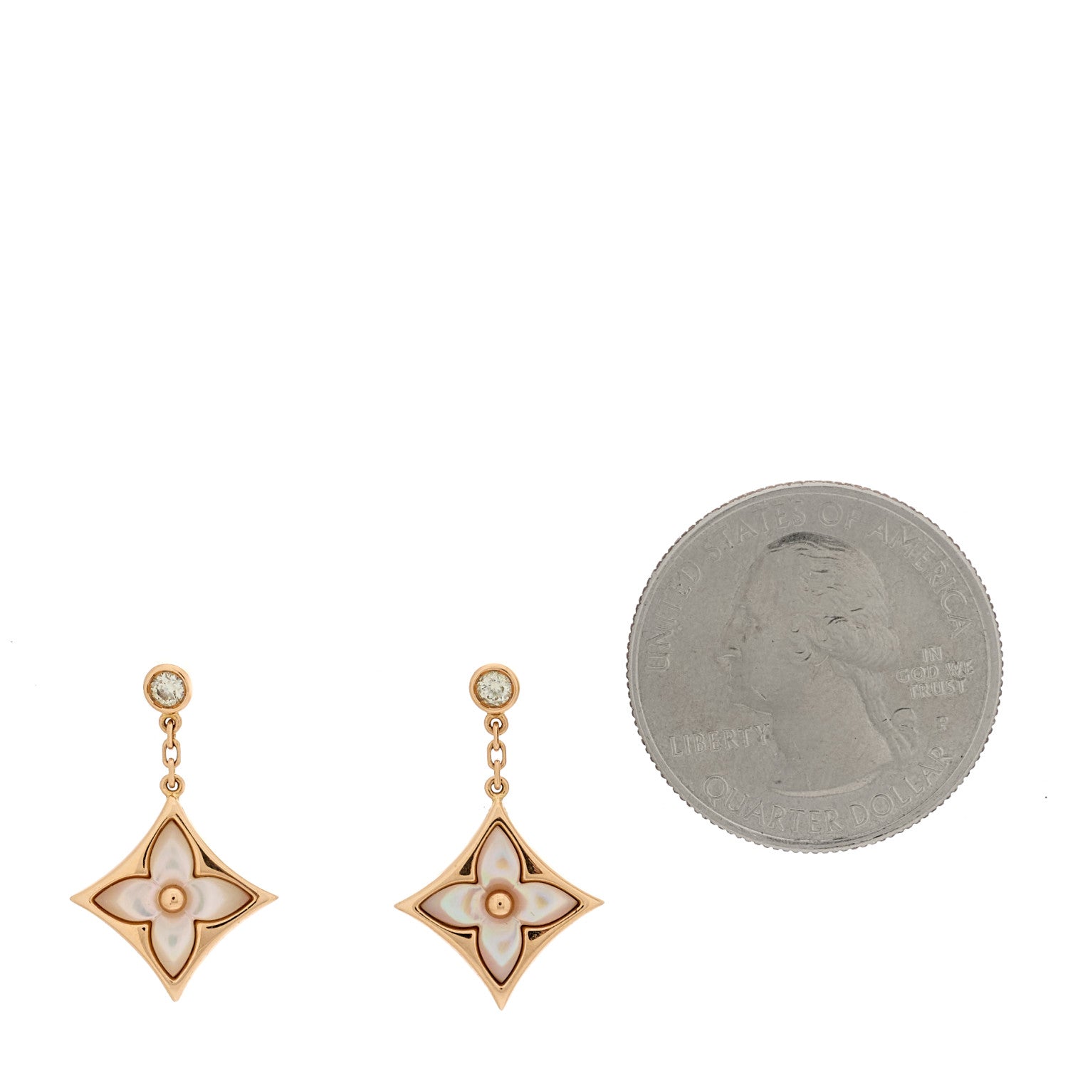 Louis Vuitton 18K Pink Gold Diamond Pink Mother of Pearl Color Blossom BB Star Earrings 2 of 5