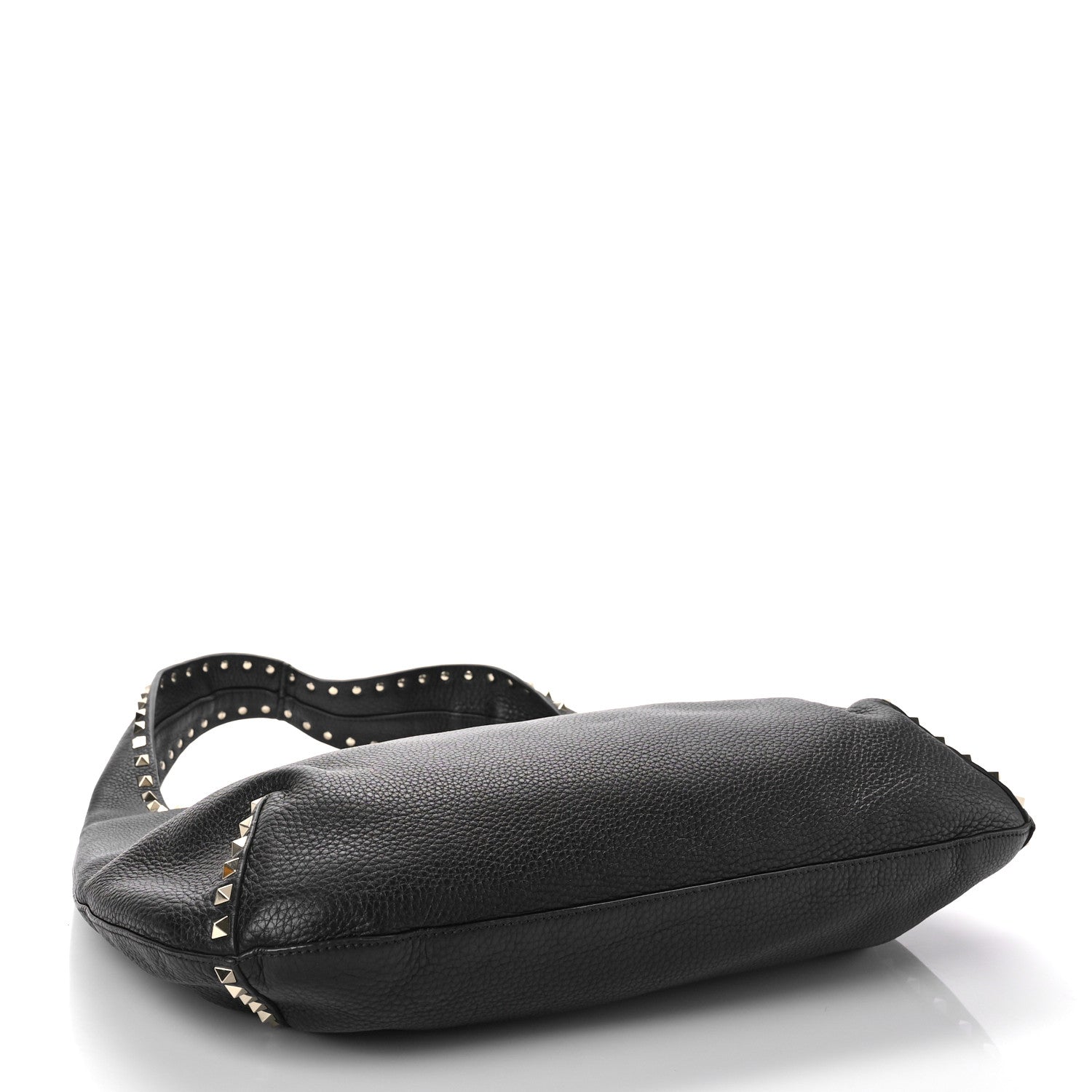 Valentino Garavani Grained Calfskin Large Rockstud Hobo Black 4 of 8
