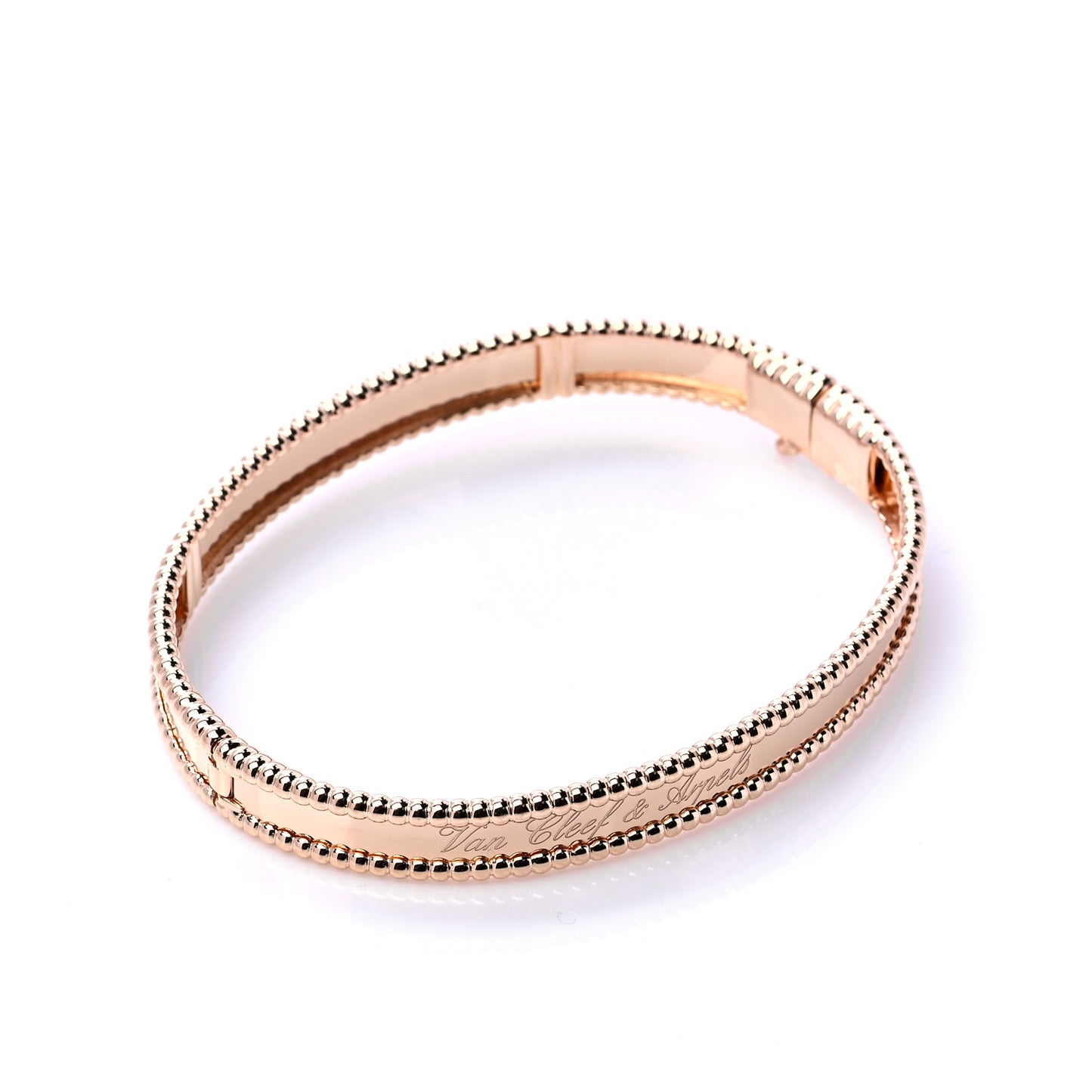 18K Rose Gold Perlee Signature Bangle Bracelet L