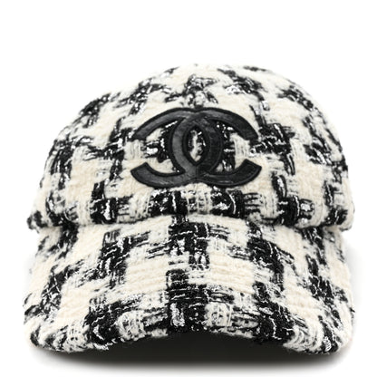 Chanel Metallic Tweed CC Cap Hat M White Black 3 of 8