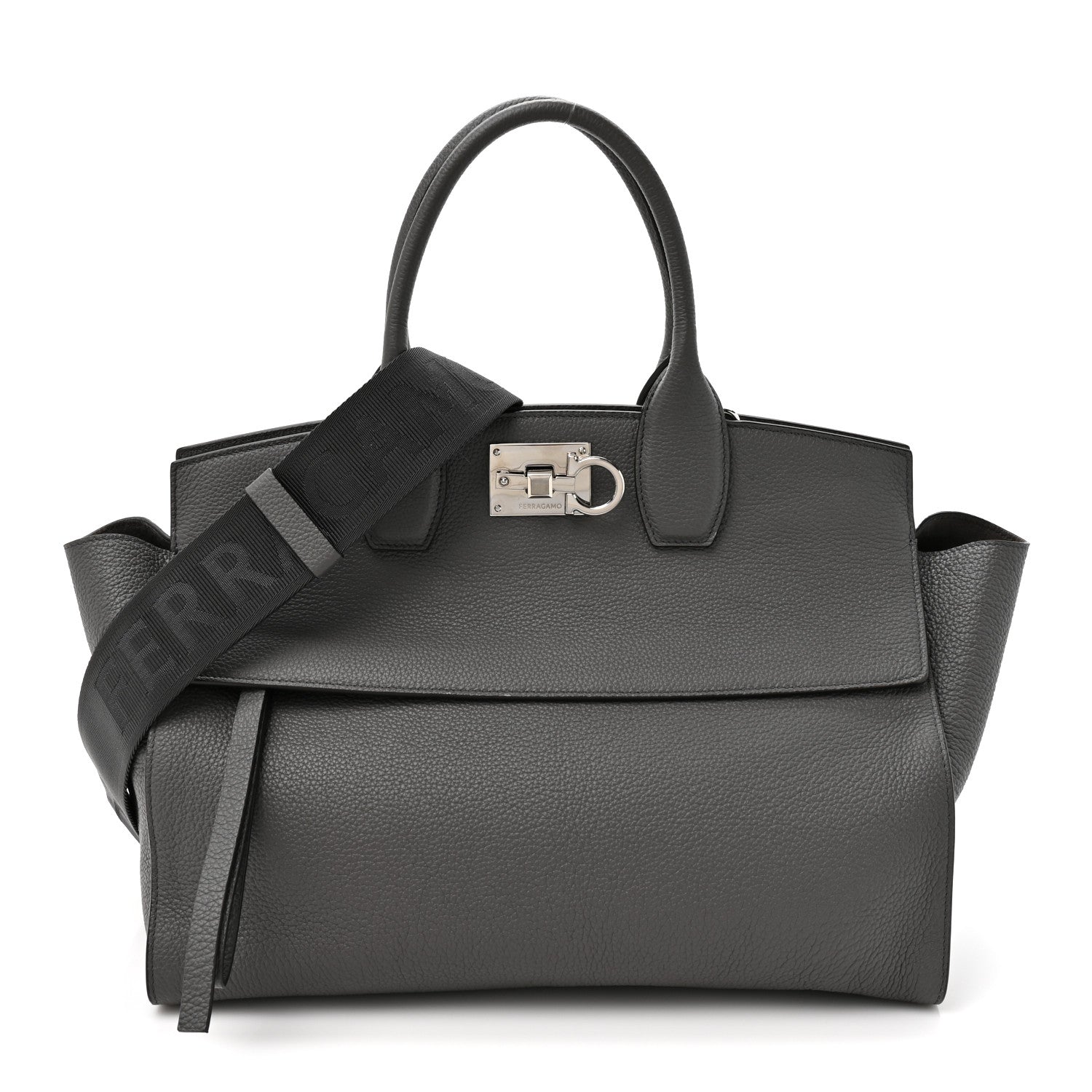 Salvatore Ferragamo Calfskin Large Studio Soft Bag Grey 1 of 11