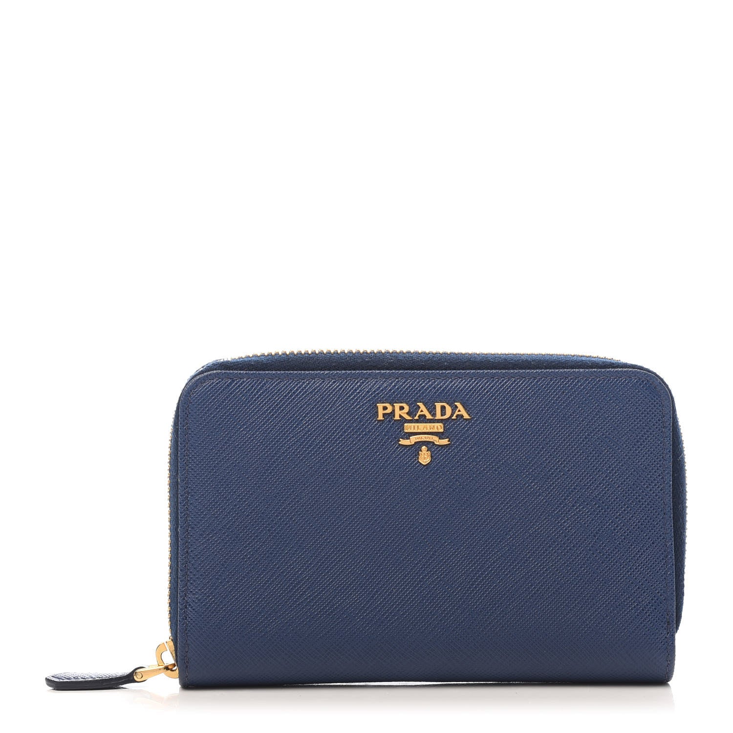 Prada Saffiano Metal Zip Around Wallet Bluette 1 of 9