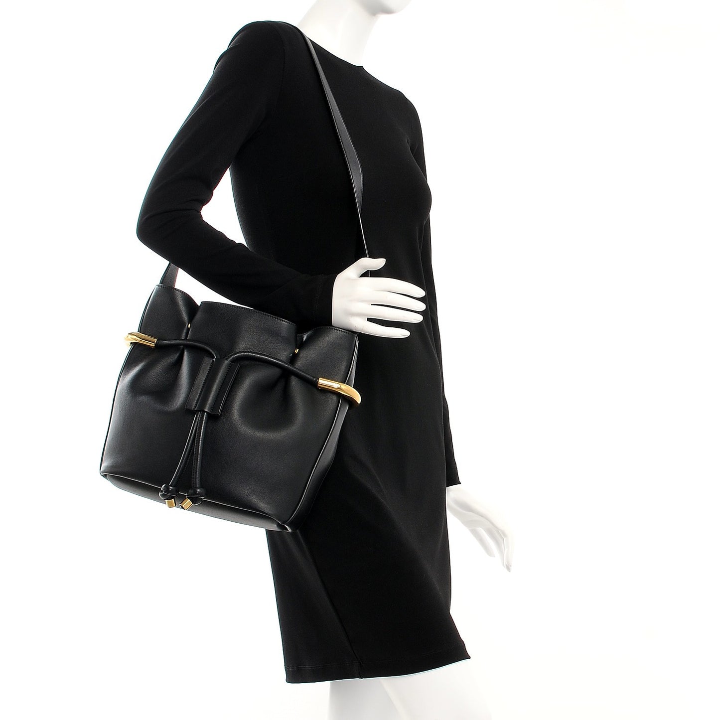 Calfskin Small Emma Bucket Black
