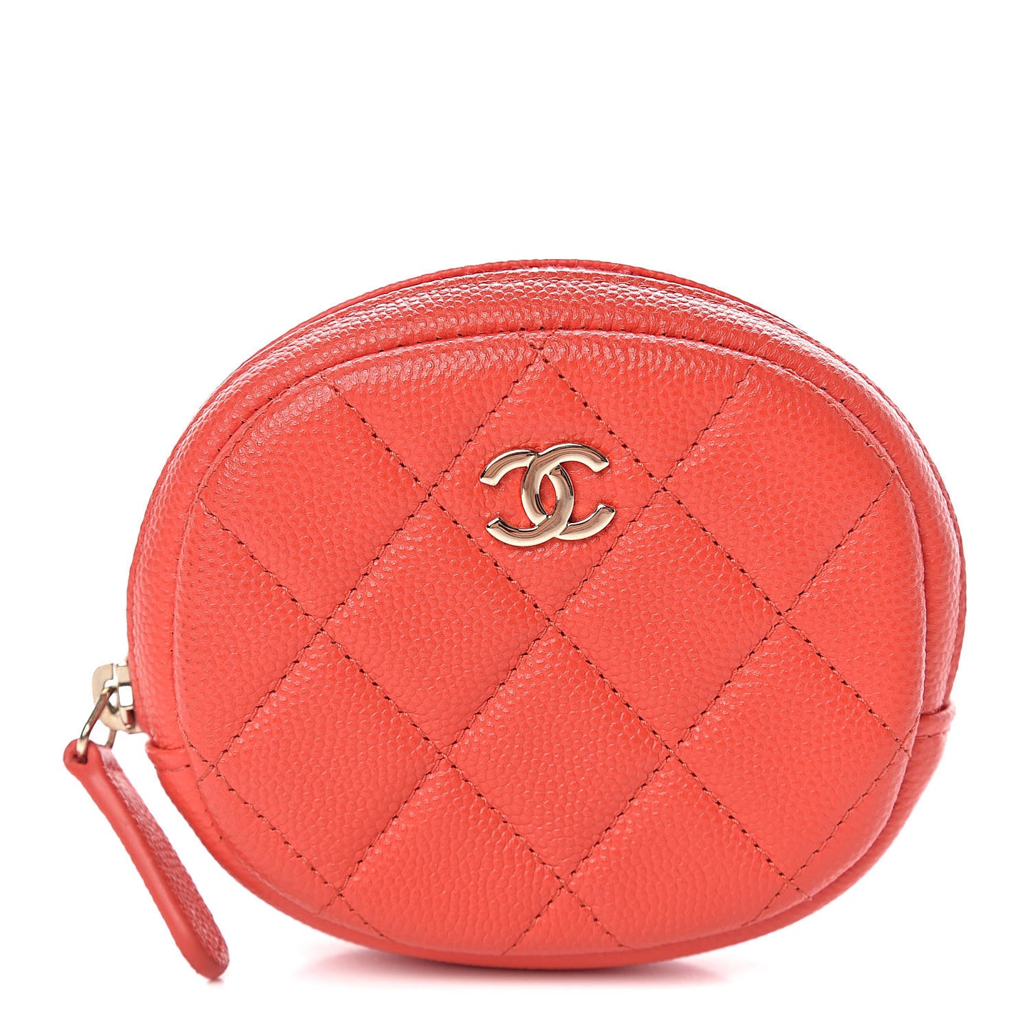 Caviar Quilted Zip Around Classic Coin Purse Red