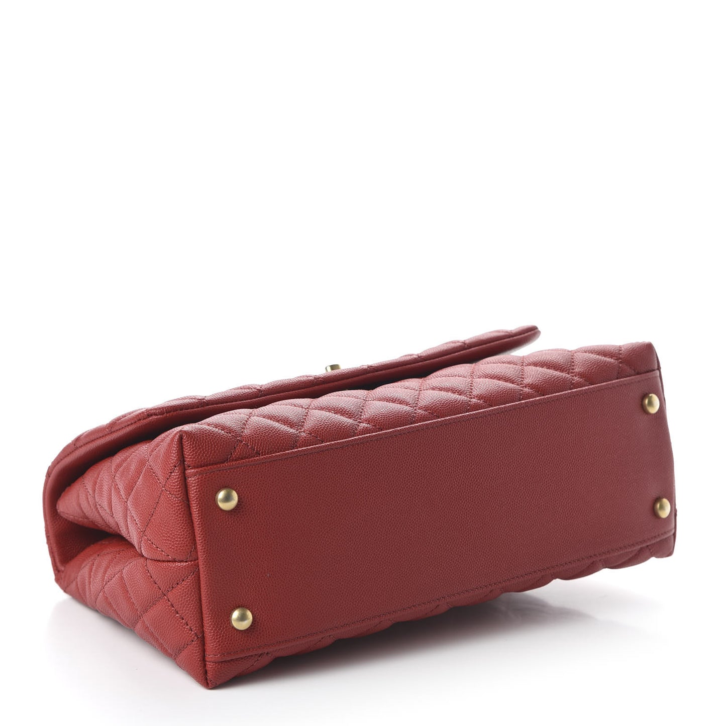 Caviar Quilted Small Coco Handle Flap Red