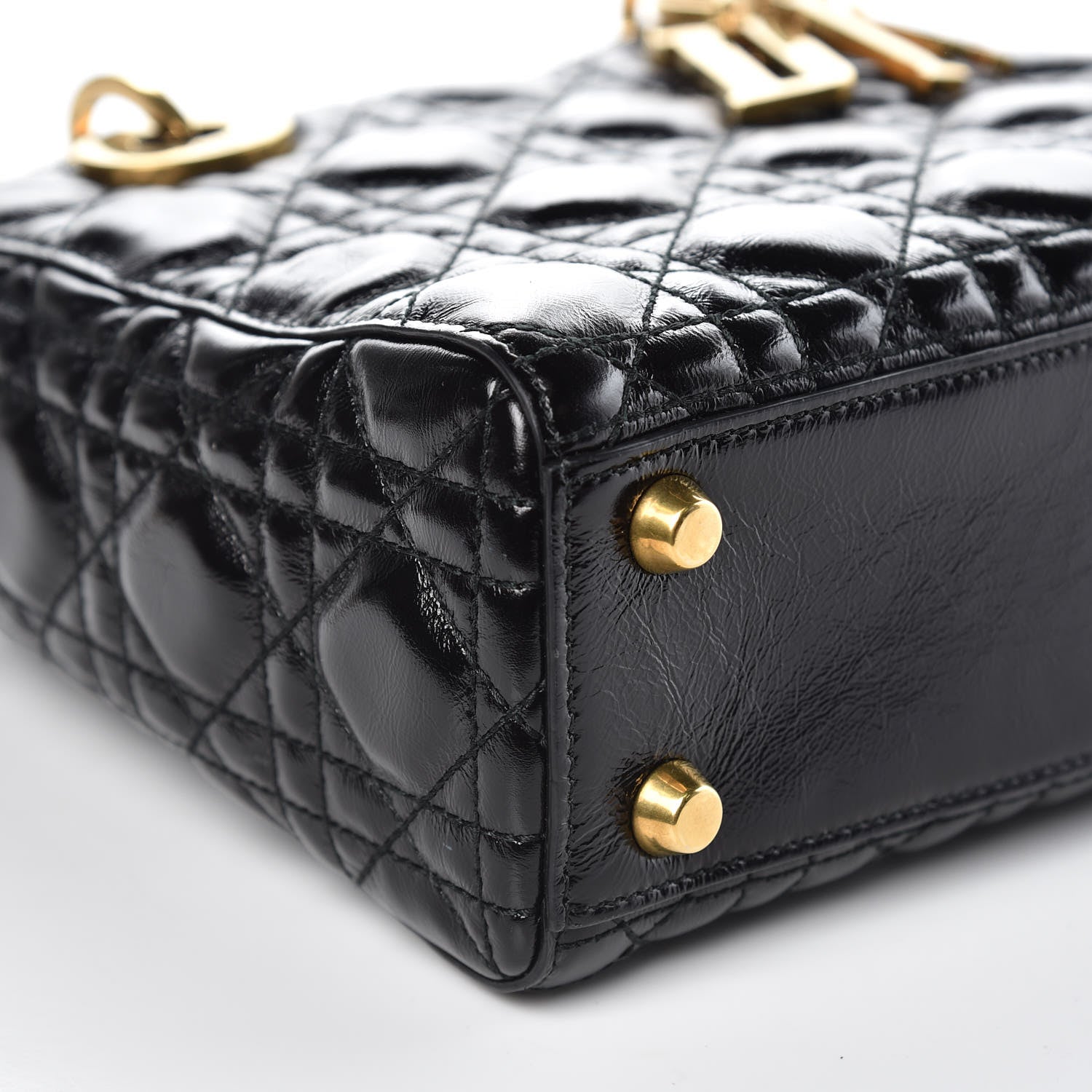 Christian Dior Crinkled Patent Cannage Small Lucky Badges My Lady Dior Black 8 of 11