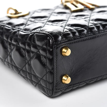 Christian Dior Crinkled Patent Cannage Small Lucky Badges My Lady Dior Black 8 of 11