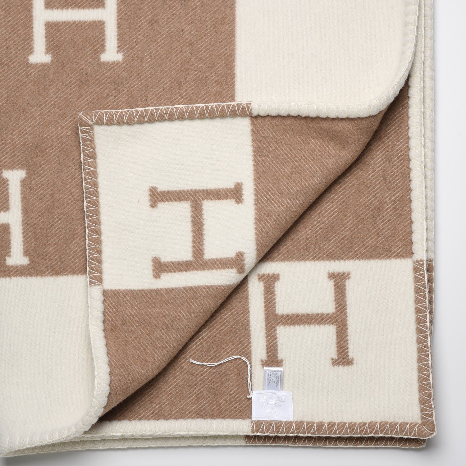 Hermes Wool Cashmere Avalon Baby Blanket Noisette Moyen White 5 of 6
