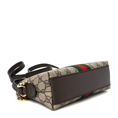 Gucci GG Supreme Monogram Textured Dollar Calfskin Web Small Ophidia Dome Shoulder Bag Beige Ebony New Acero 4 of 11