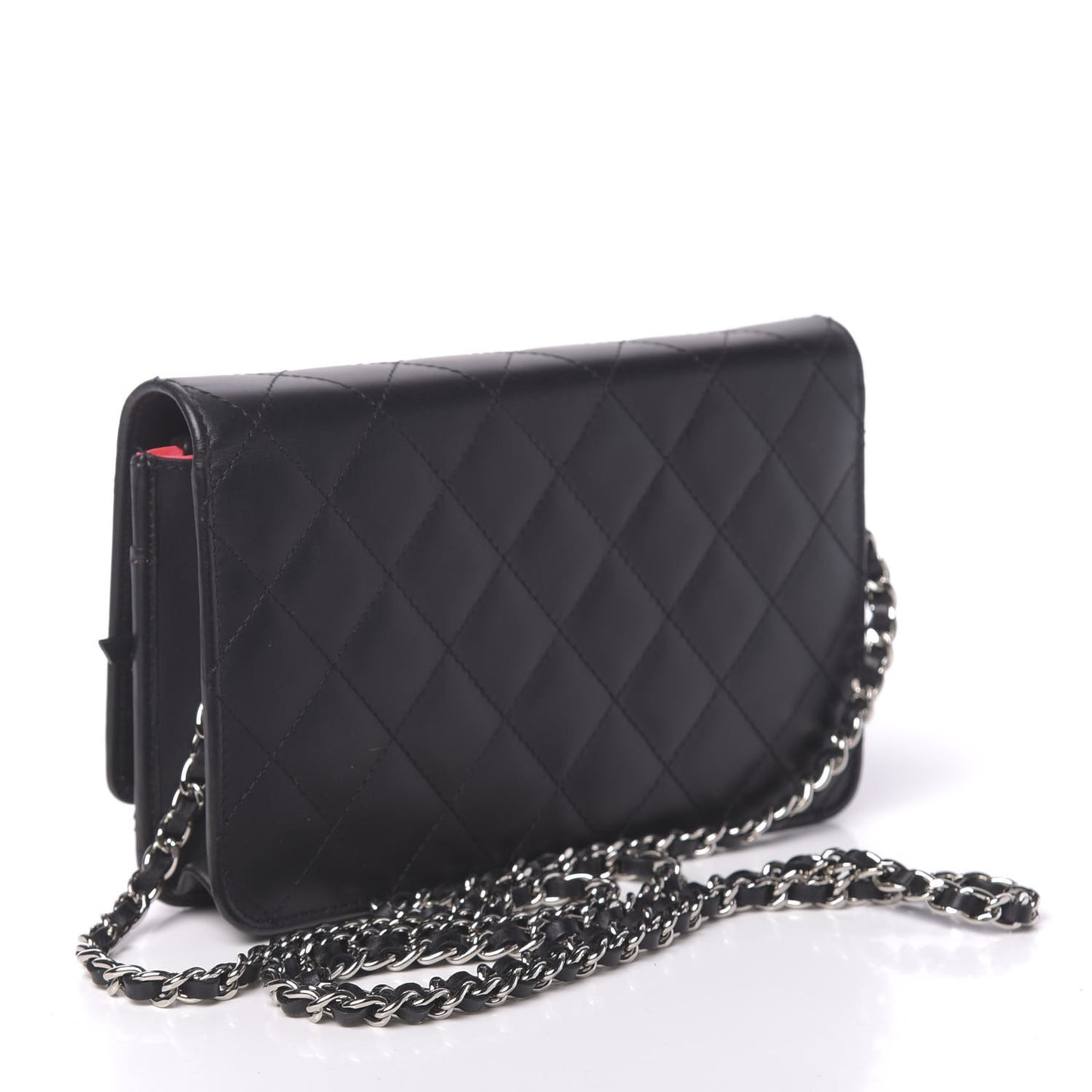 Calfskin Quilted Cambon Wallet On Chain WOC Black
