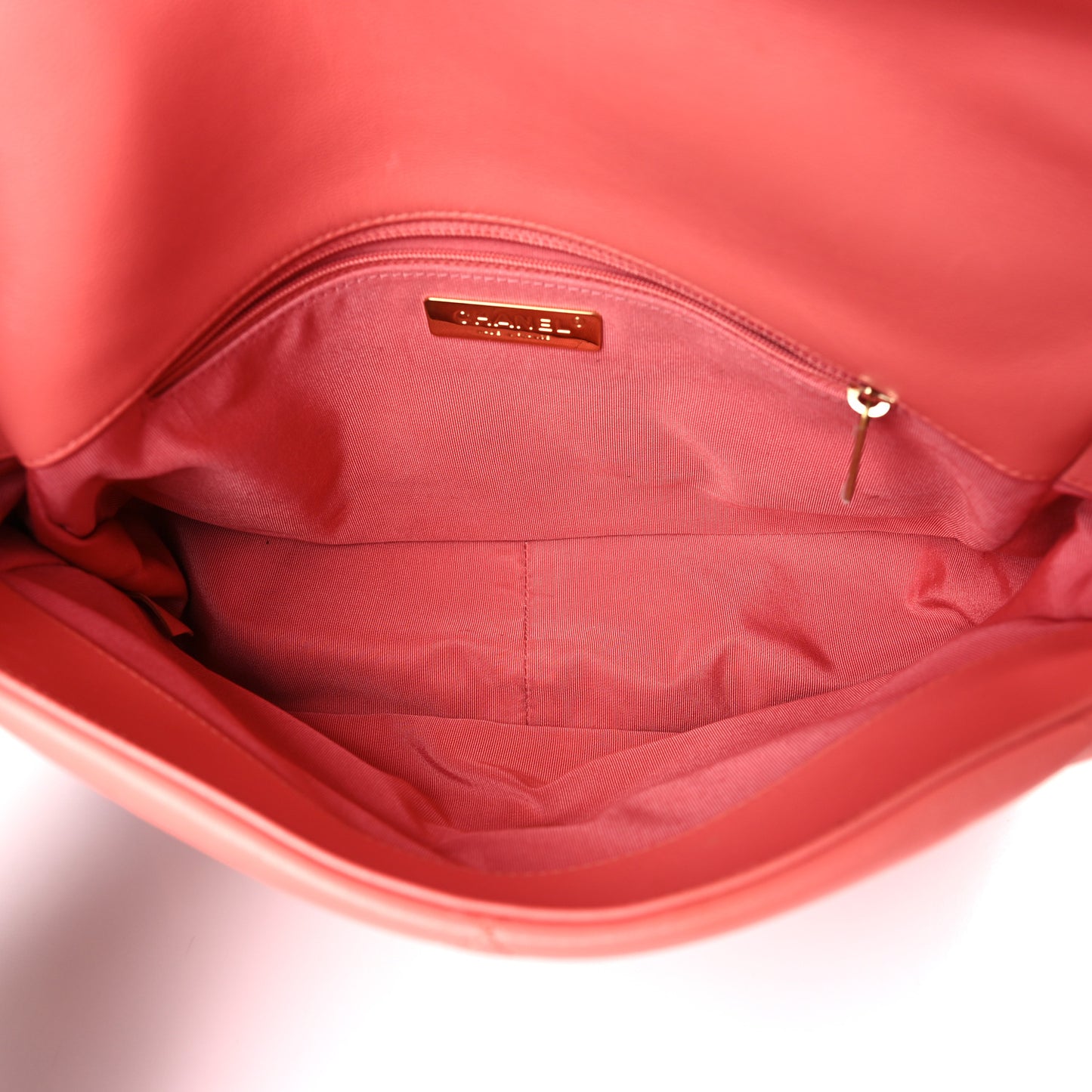 Goatskin Quilted Large Chanel 19 Flap Coral