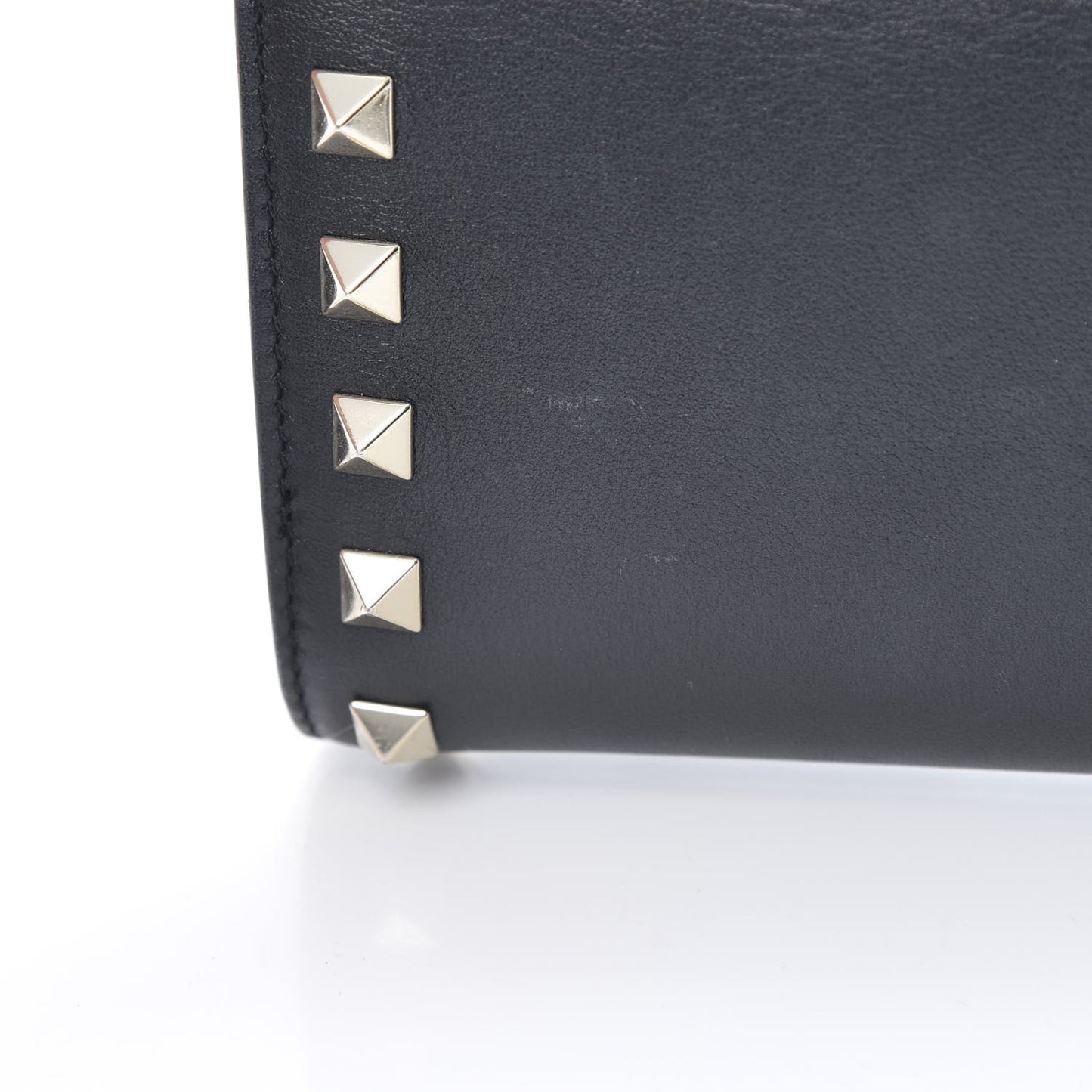 Calfskin Rockstud Wristlet Travel Wallet Black