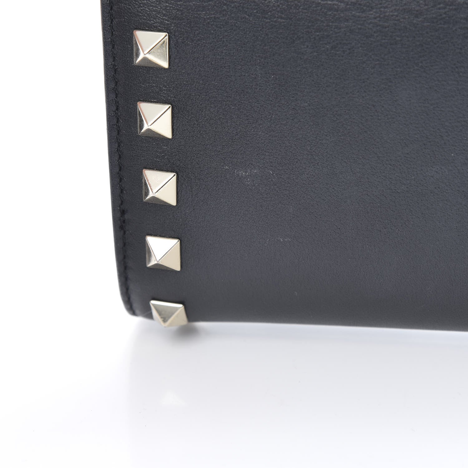 Valentino Garavani Calfskin Rockstud Wristlet Travel Wallet Black 12 of 13