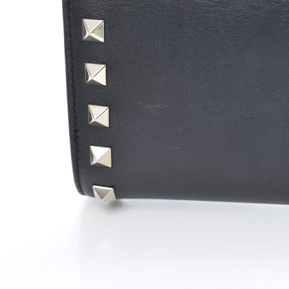 Valentino Garavani Calfskin Rockstud Wristlet Travel Wallet Black 12 of 13