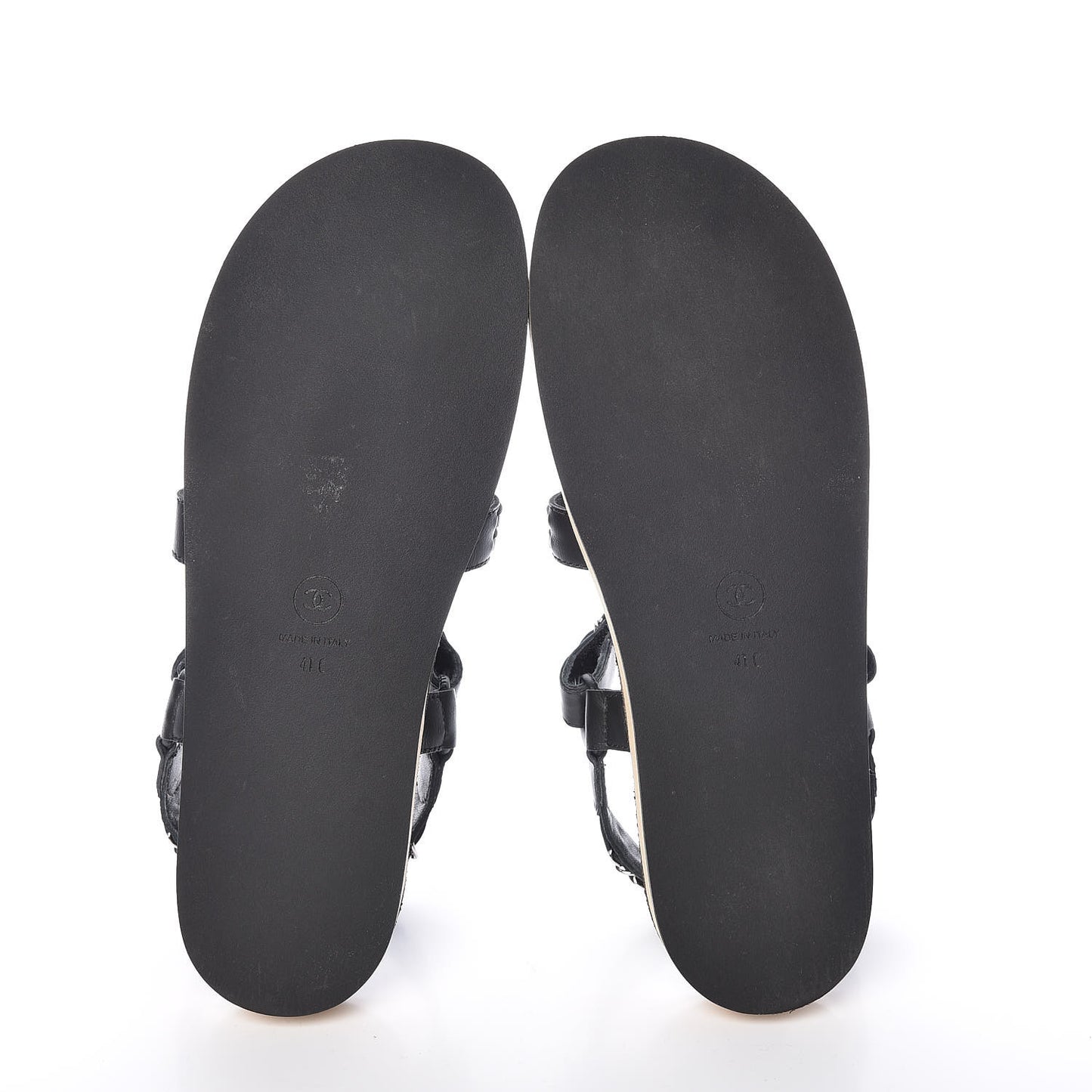Calfskin Chain Sandals 41 Black