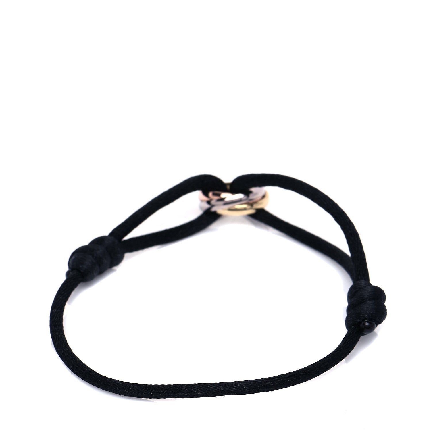 Cartier 18K Pink Yellow White Gold Trinity Adjustable Cord Bracelet Black 4 of 9