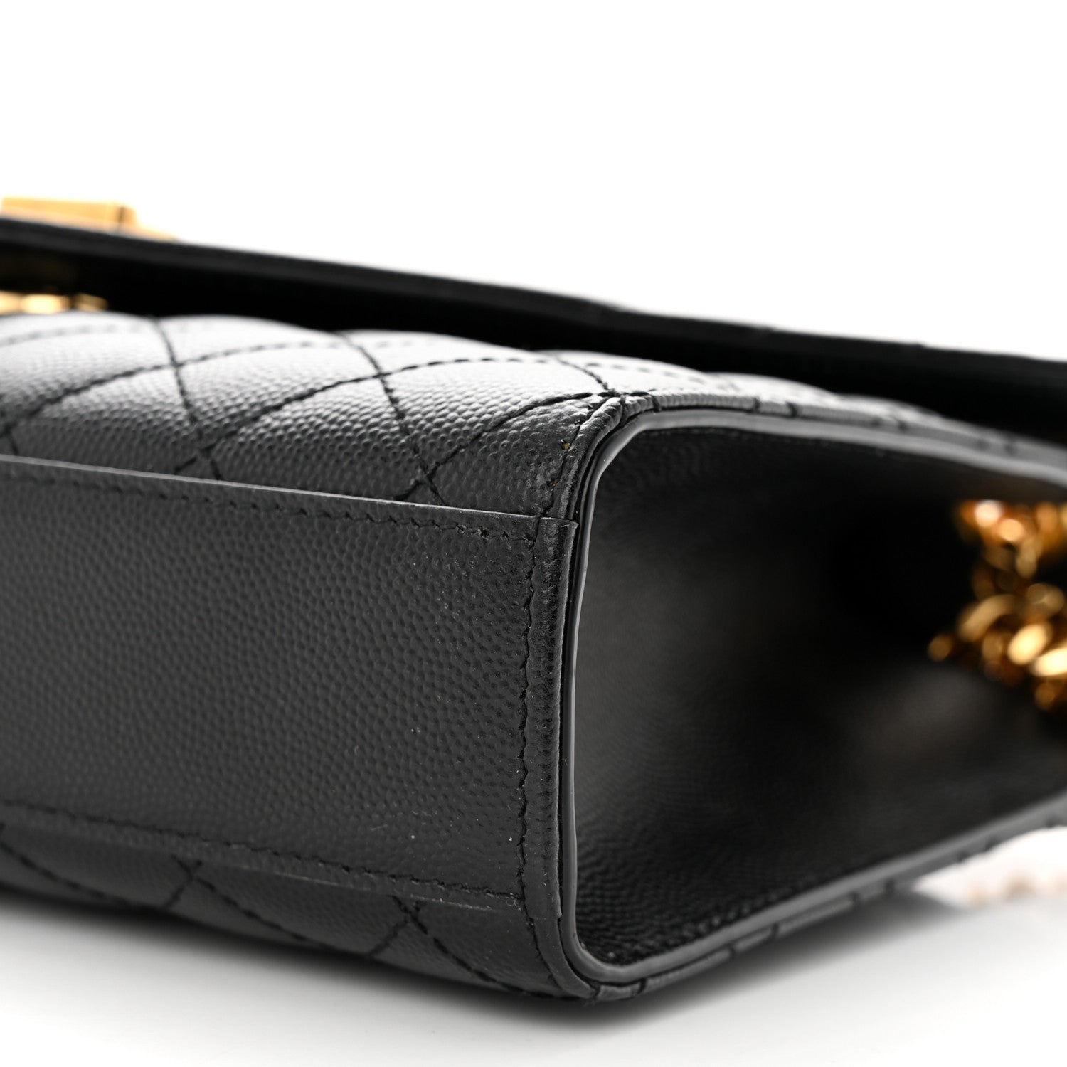 Saint Laurent Grain De Poudre Textured Mixed Matelasse Triquilt Medium Monogram Satchel Black 10 of 10