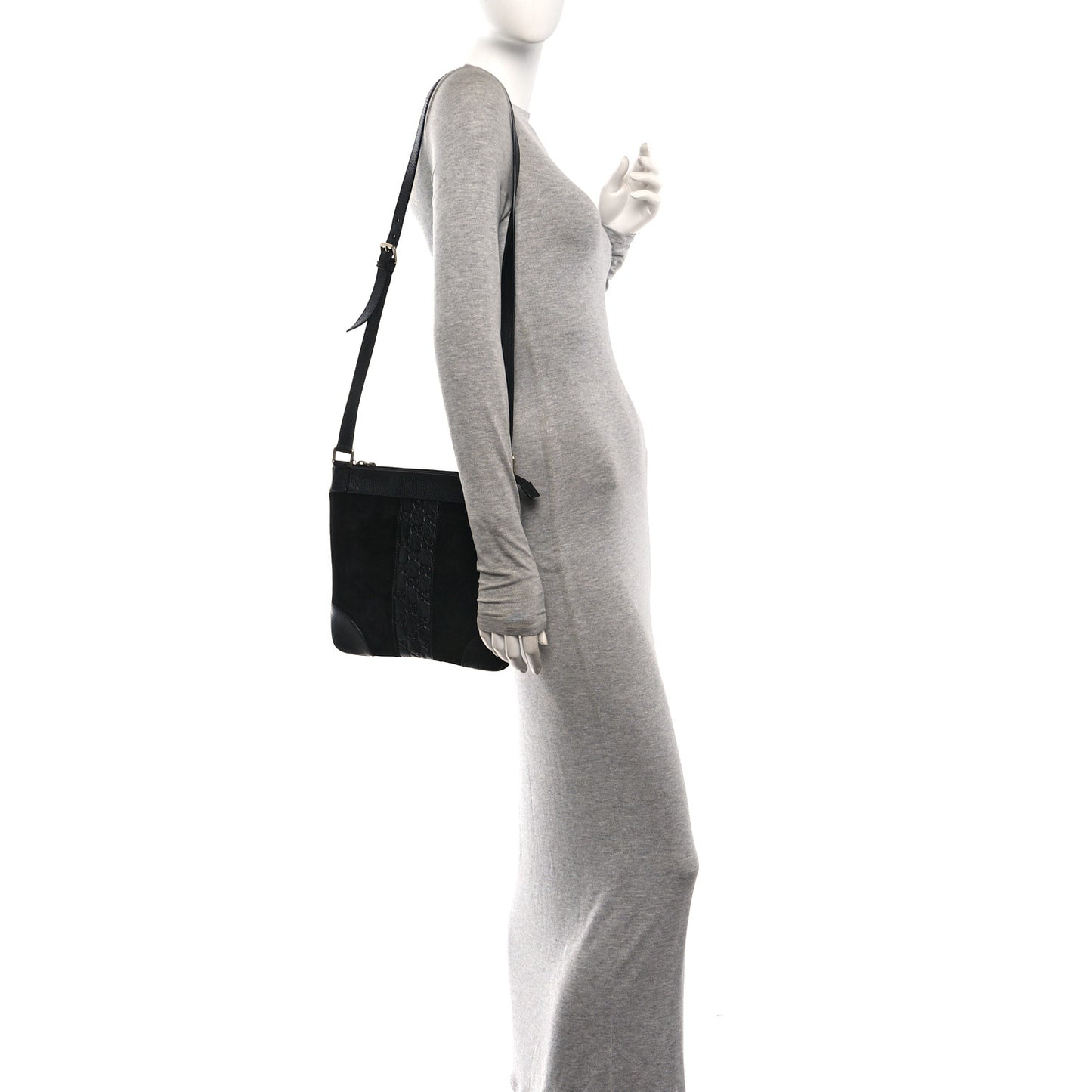 Guccissima Suede Crossbody Bag Black