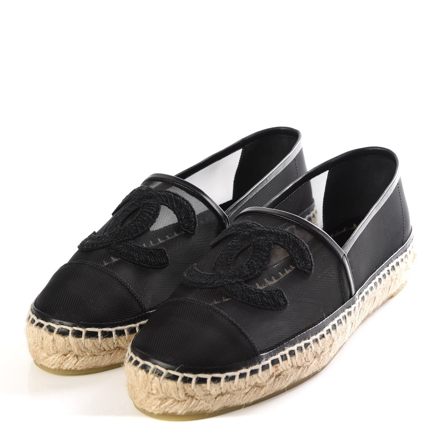 Mesh Grosgrain CC Espadrilles 38 Black