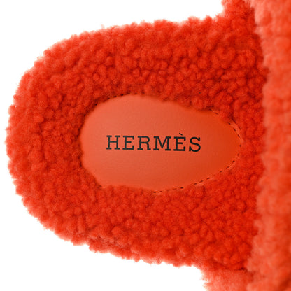Hermes Woolskin Womens Chypre Sandals 38 Orange 6 of 12