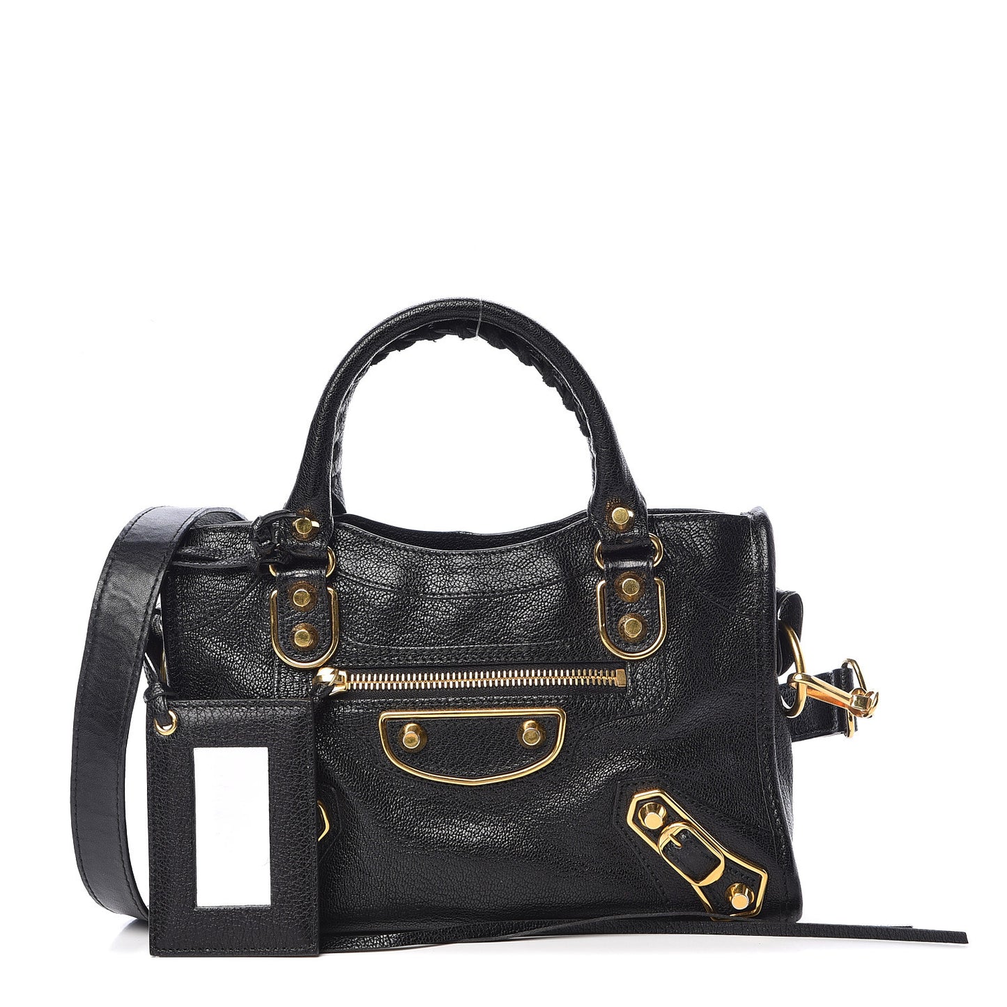 Chevre Gold Metallic Edge Hardware Mini City Black
