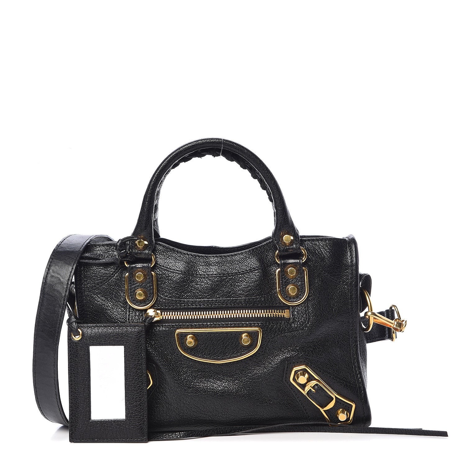Balenciaga Chevre Gold Metallic Edge Hardware Mini City Black 2 of 13