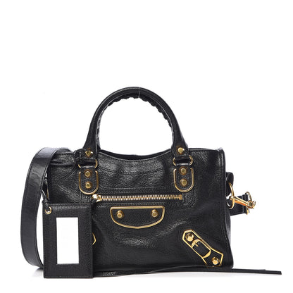 Balenciaga Chevre Gold Metallic Edge Hardware Mini City Black 2 of 13