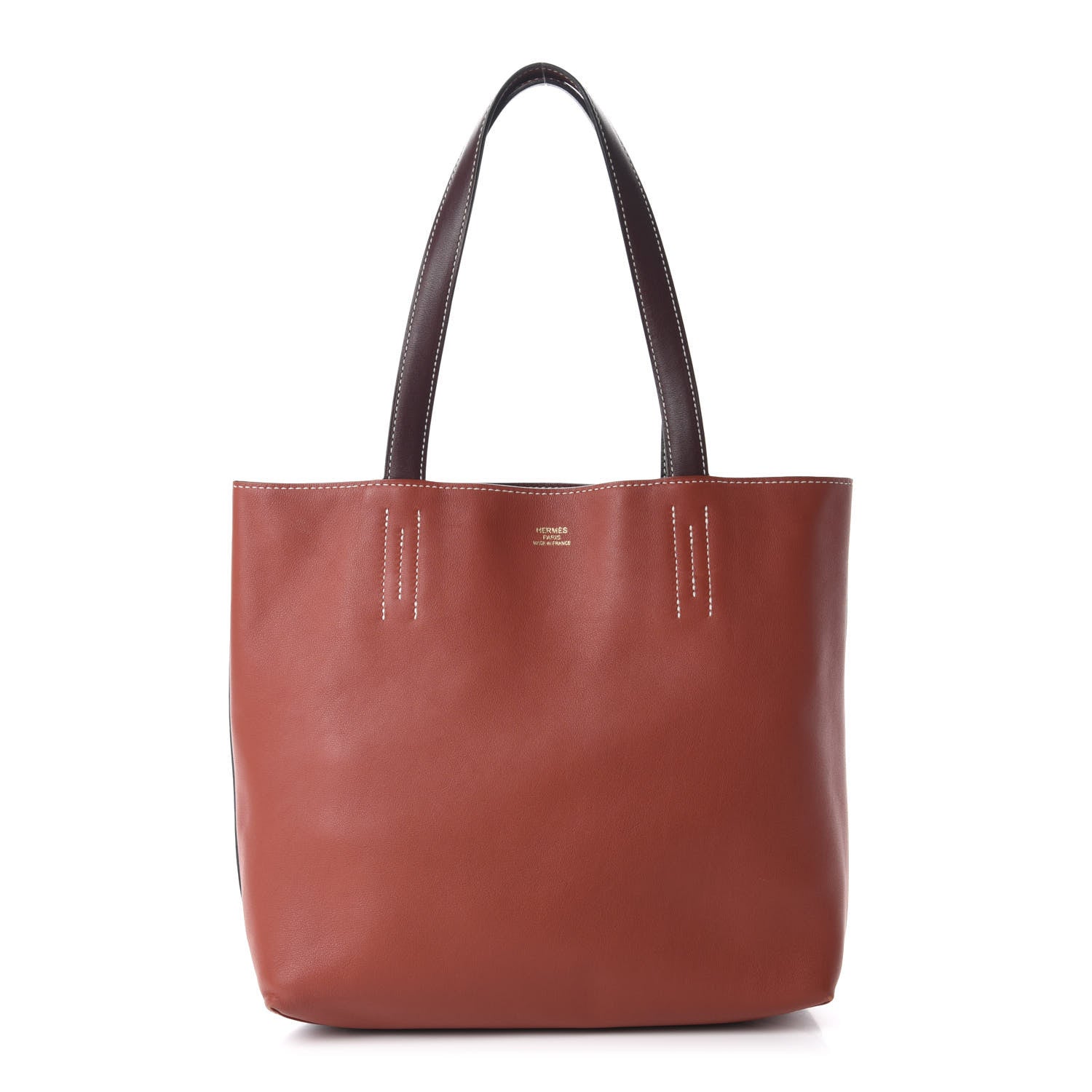 Hermes Veau Sikkim Swift Double Sens 30 Reversible Tote Ebene Rouge H Brique Prune 1 of 21