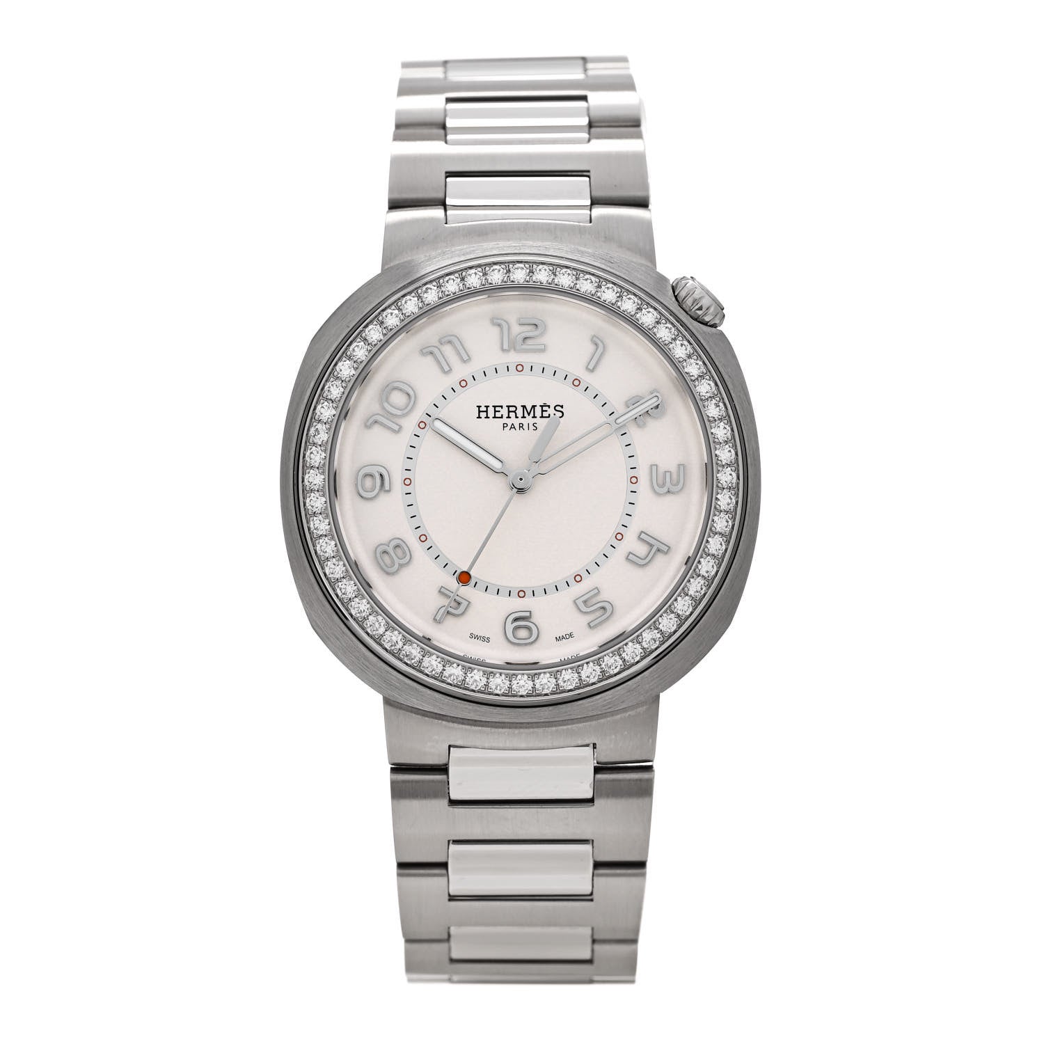 Hermes Stainless Steel Diamond Bezel 36mm Cut Automatic Watch 1 of 5