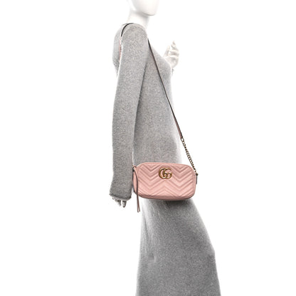 Gucci Calfskin Matelasse Small GG Marmont Chain Shoulder Bag Perfect Pink 2 of 12