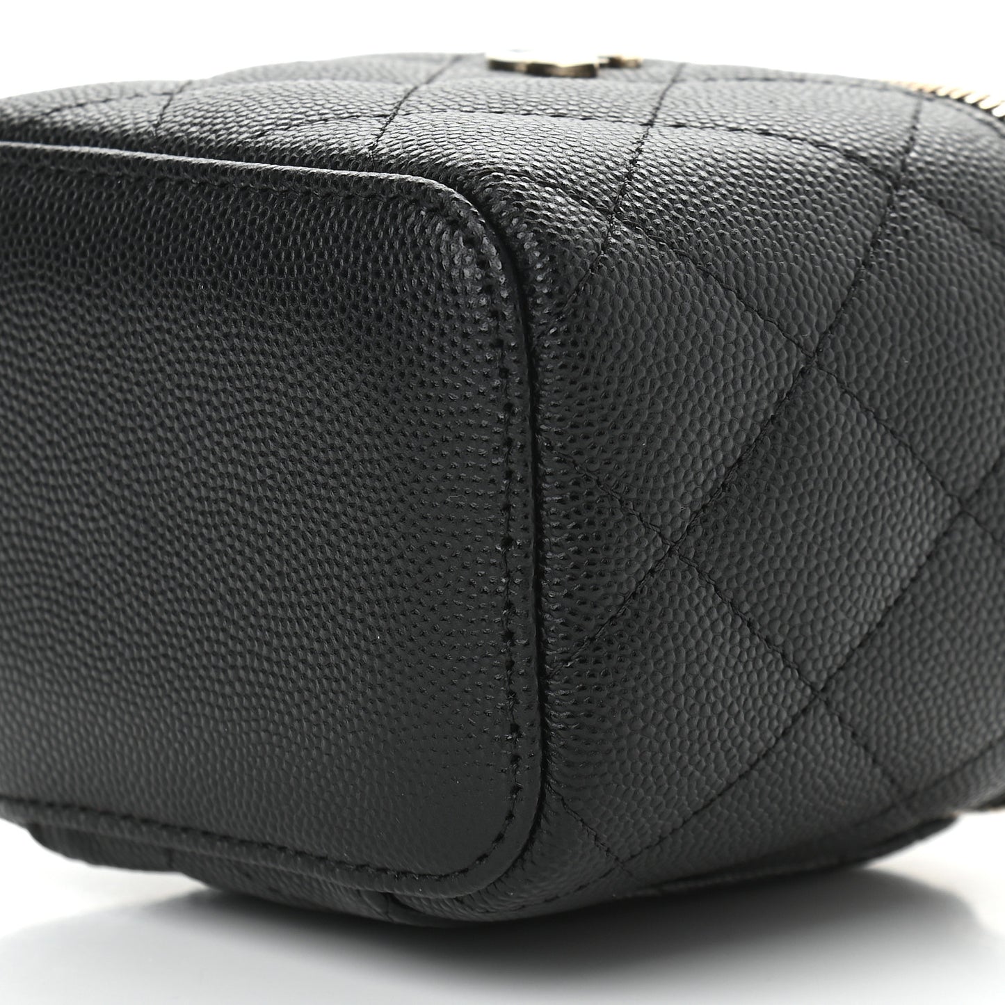 Caviar Quilted Mini Vanity Case With Chain Black