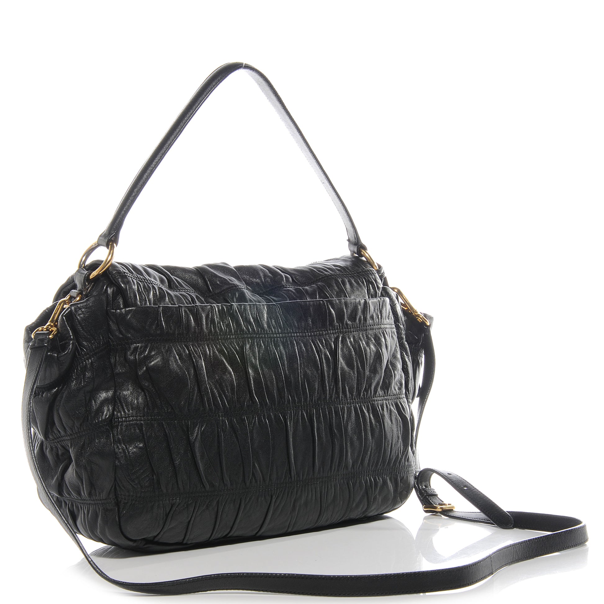 Prada Nappa Dressy Gaufre Flap Bag Black 3 of 9