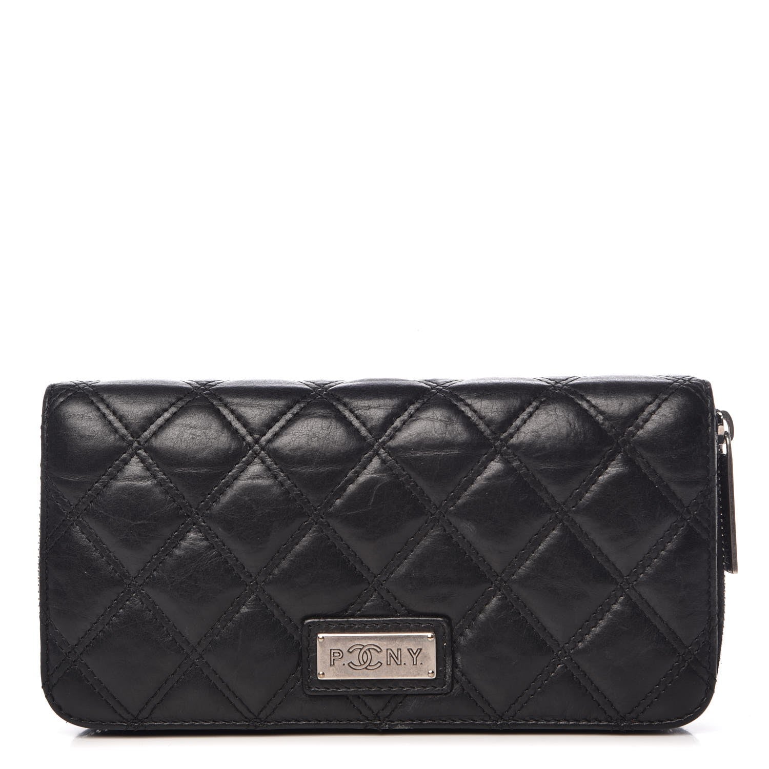 Chanel Aged Calfskin Quilted Paris New York PNY Wallet Black 1 of 15