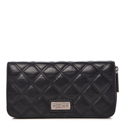 Chanel Aged Calfskin Quilted Paris New York PNY Wallet Black 1 of 15
