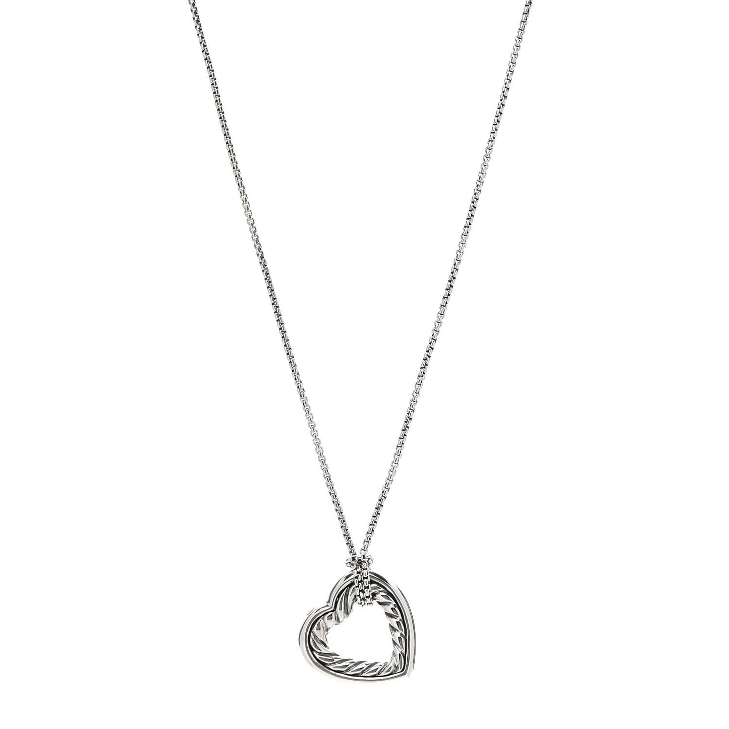 Sterling Silver 18K Yellow Gold Open Heart Cable Necklace