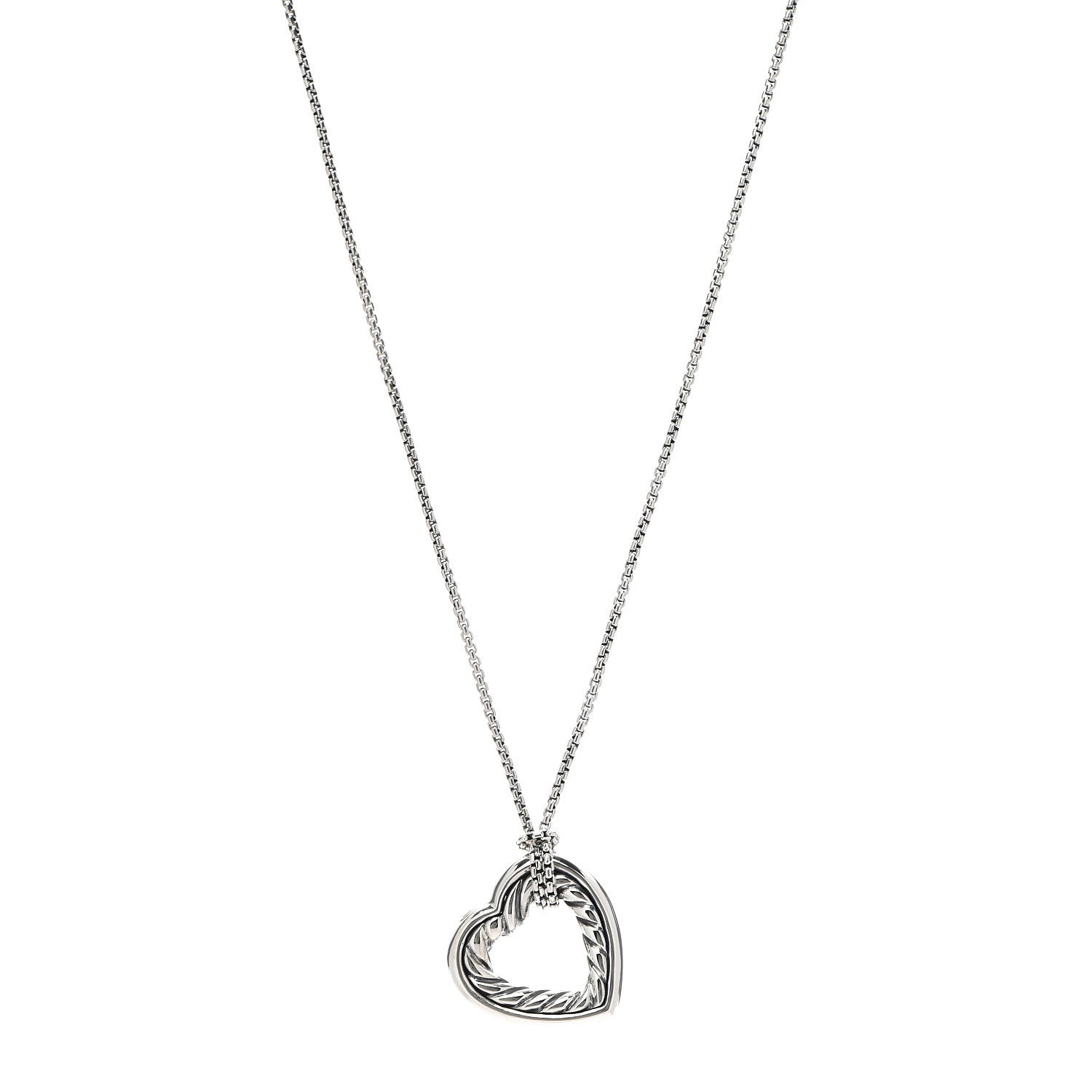 David Yurman Sterling Silver 18K Yellow Gold Open Heart Cable Necklace 1 of 6