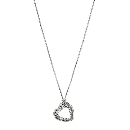 David Yurman Sterling Silver 18K Yellow Gold Open Heart Cable Necklace 1 of 6