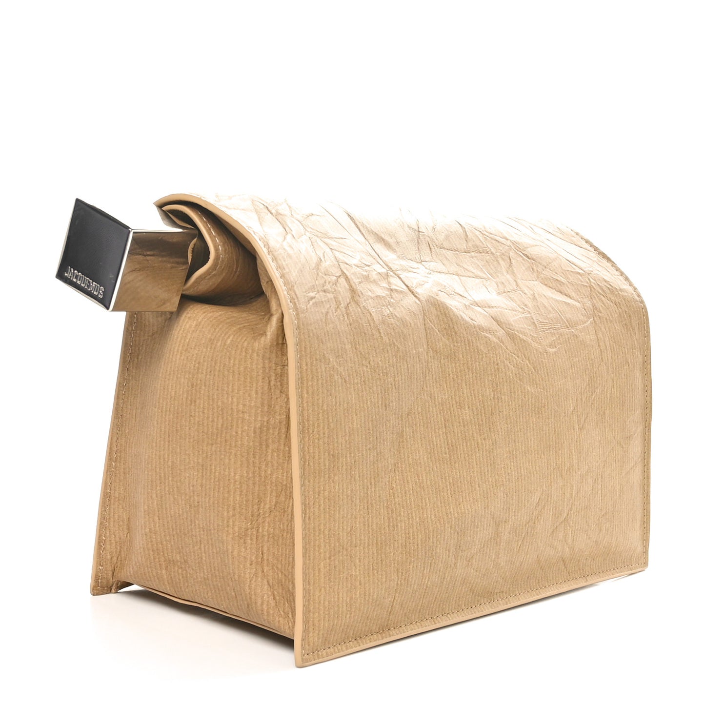 Textured Goatskin La Pochette Rond Carre Beige