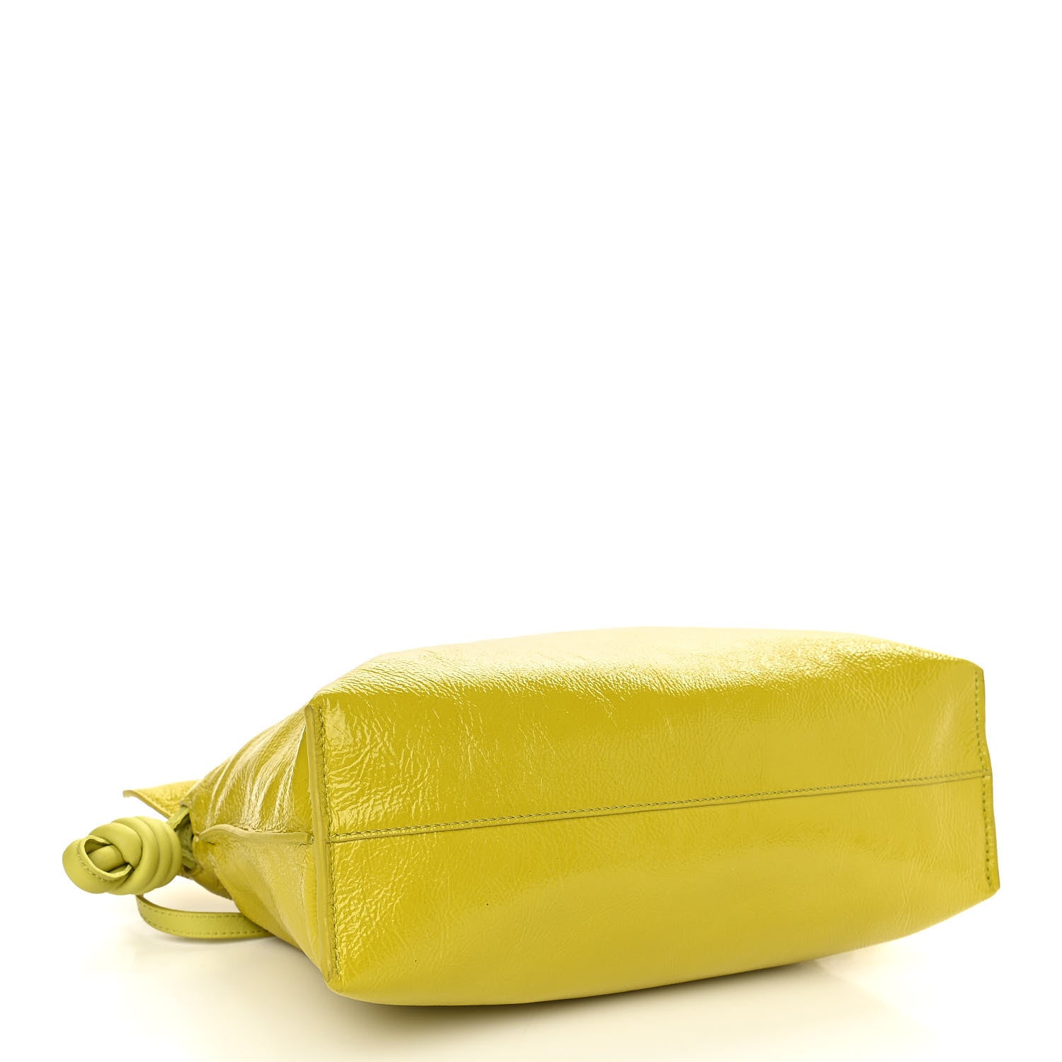 Loewe Crackle Patent Calfskin Small Flamenco Knot Bag Yellow 4 of 12