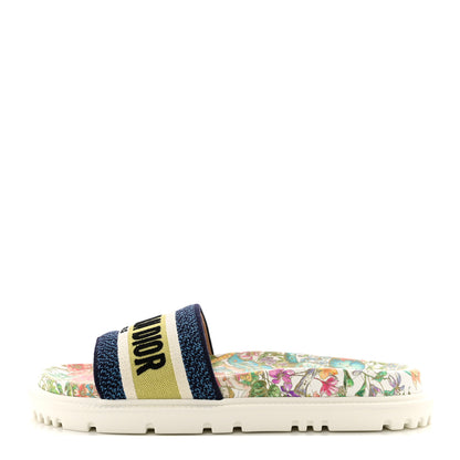 Christian Dior Canvas D-Constellation Embroidered Dway 10mm Slide Sandals 39 White Multicolor 1 of 8
