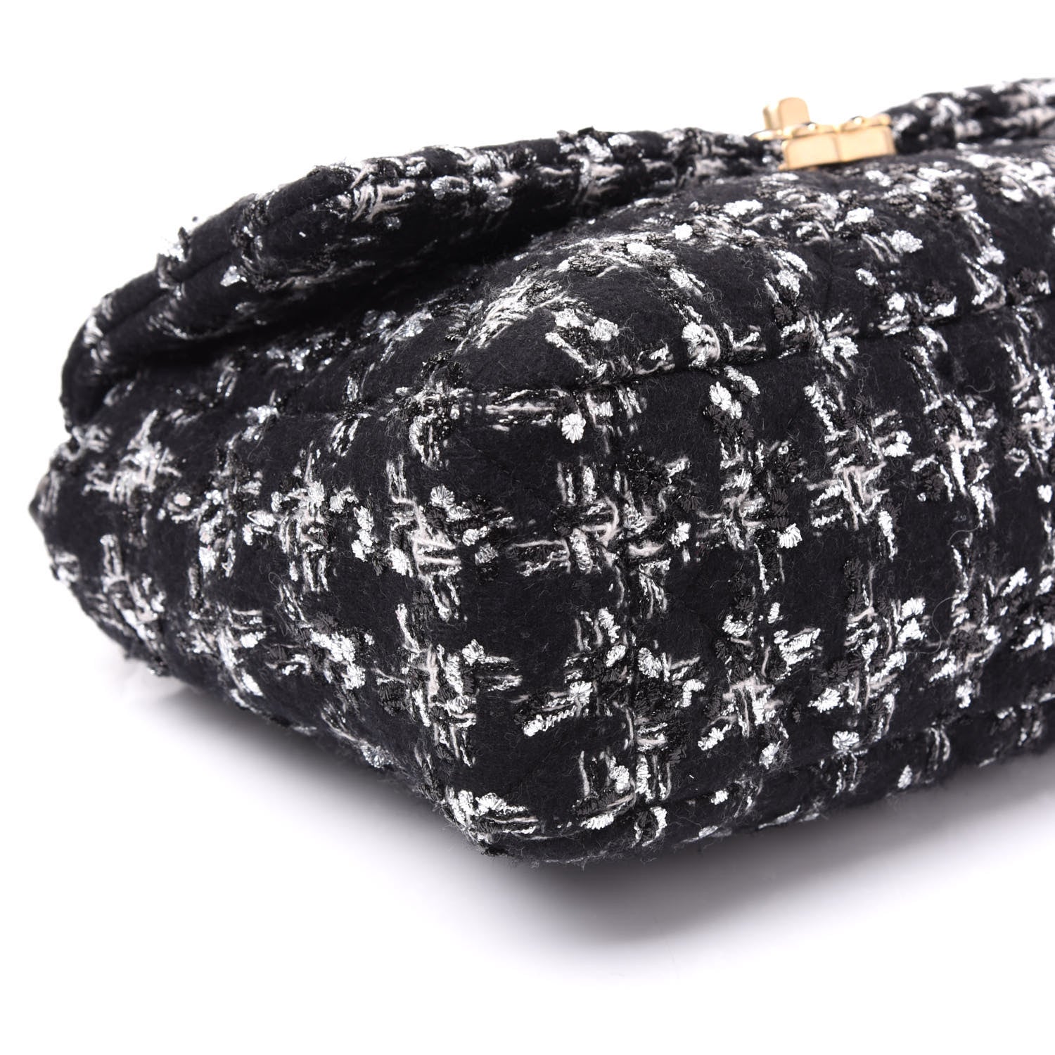 Chanel Tweed Quilted Large 19 Flap Black Ecru White 5 of 10