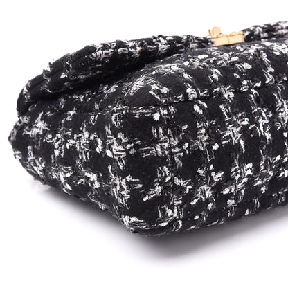 Chanel Tweed Quilted Large 19 Flap Black Ecru White 5 of 10