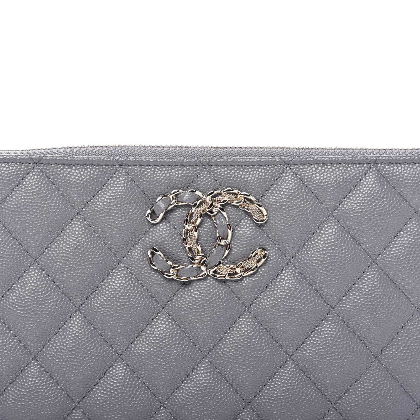 Caviar Quilted French New Wave Small CC Pouch Grey