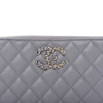 Chanel Caviar Quilted French New Wave Small CC Pouch Grey 10 of 11